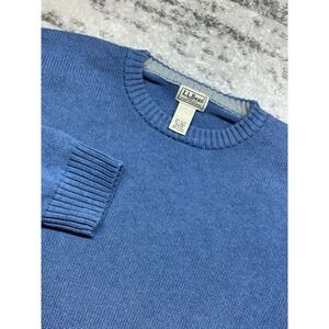 L.L.Bean Sweater Mens XLT Tall Blue Knit Organic Crewneck Pullover Big & Tall!